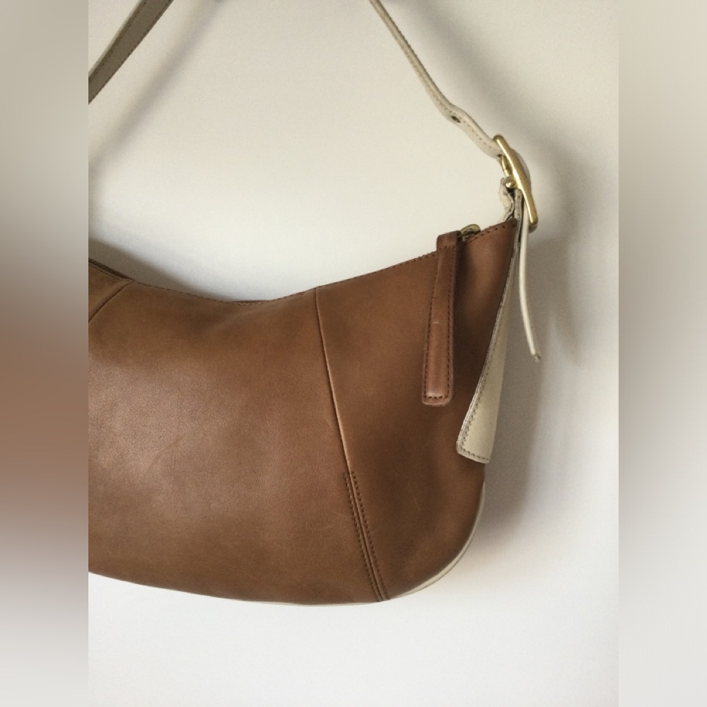 Vintage Coach Y2K Shoulder Bag Brown Leather Fortune Cookie 9214 Hobo Handbag - Picture 6 of 16